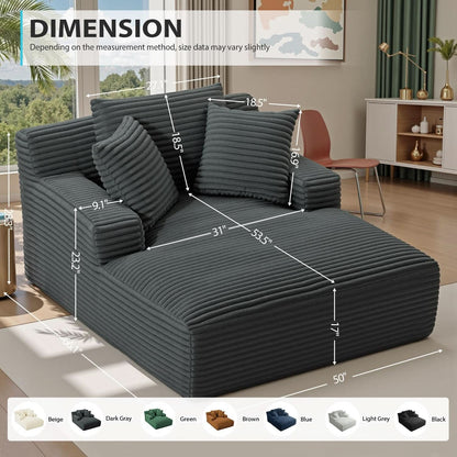 Sumptuously Oversized Dark Grey Chaise Lounge Chair by ShipItFurniture