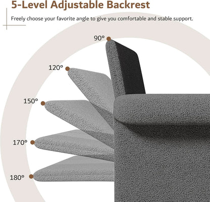 Dark Gray Lambswool Fabric Textured Sofa Bed Chair Storage by ShipItFurniture