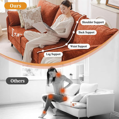 Velvet Orange 135 Modular Sectional Sofa Storage Ottoman by ShipItFurniture