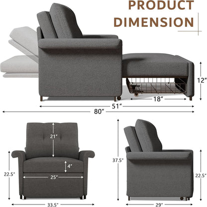 Dark Gray Lambswool Fabric Textured Sofa Bed Chair Storage by ShipItFurniture