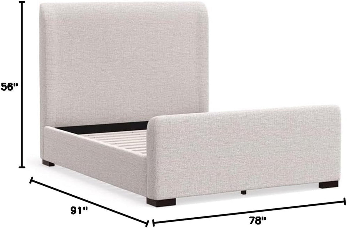 California King Platform Bed Stone Beige Upholstered by ShipItFurniture