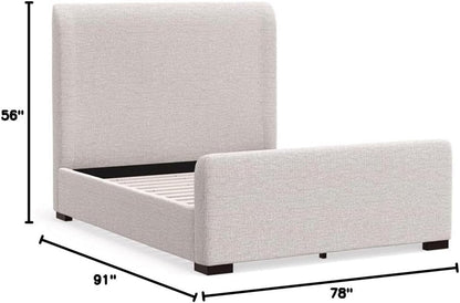 California King Platform Bed Stone Beige Upholstered by ShipItFurniture