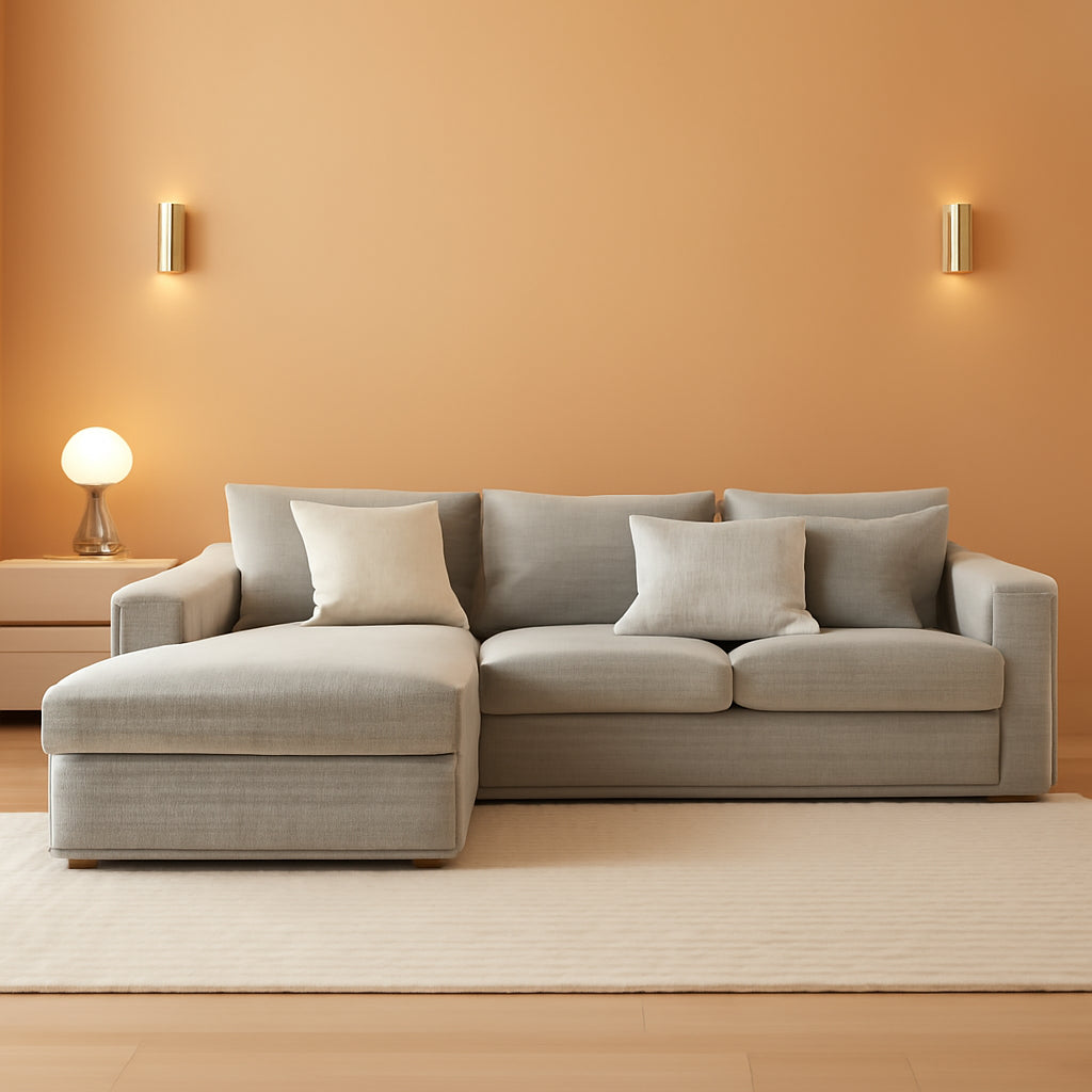 108 Inch Grey Upholstered Modular Sectional Chaise by ShipItFurniture