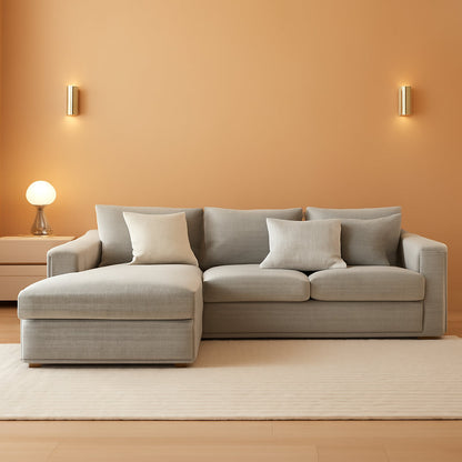 108 Inch Grey Upholstered Modular Sectional Chaise by ShipItFurniture