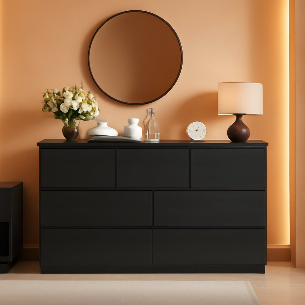 Black Seven Drawer Contemporary Wooden Dresser Bedroom by ShipItFurniture