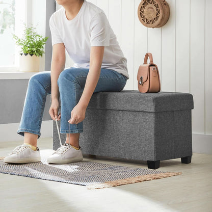 Slate Gray Storage Ottoman Bench 15x30x15.2 Inches by ShipItFurniture