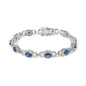 14K White Gold Vintage-Inspired Oval Blue Sapphire & Diamond Link Bracelet by Infinite Jewels