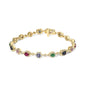 14K Yellow Gold Multi-Gemstone and Diamond Halo Rainbow Link Bracelet by Infinite Jewels
