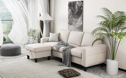 Seventy EightInch Beige Linen Sectional Sofa Storage by ShipItFurniture