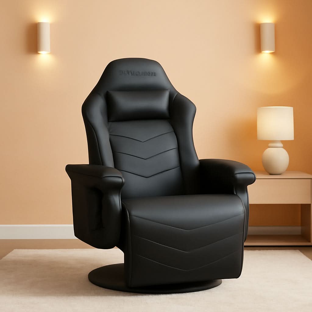 900 Gaming Recliner Black With Adjustable Leg Rest Cupholder by ShipItFurniture