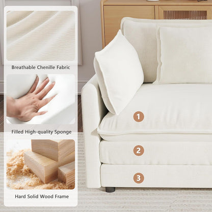 Beige Chenille 111.5 Inches Modular Sectional Sofa by ShipItFurniture
