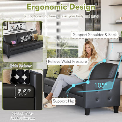 Black Seventy ThreeInch Three Seater Sofa For Living Room by ShipItFurniture