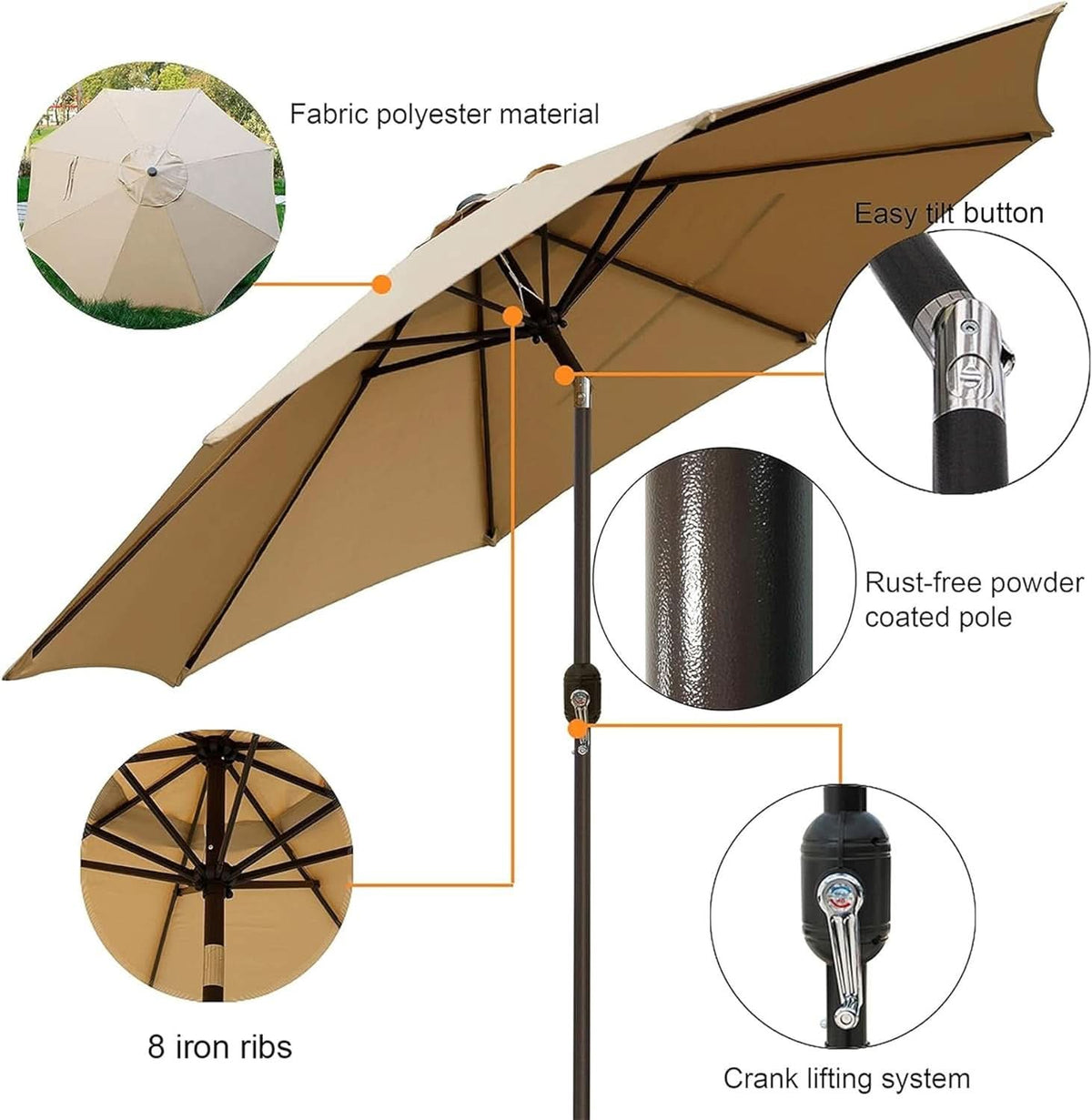 9 Foot Outdoor Patio Umbrella With Push Button Tilt by ShipItFurniture