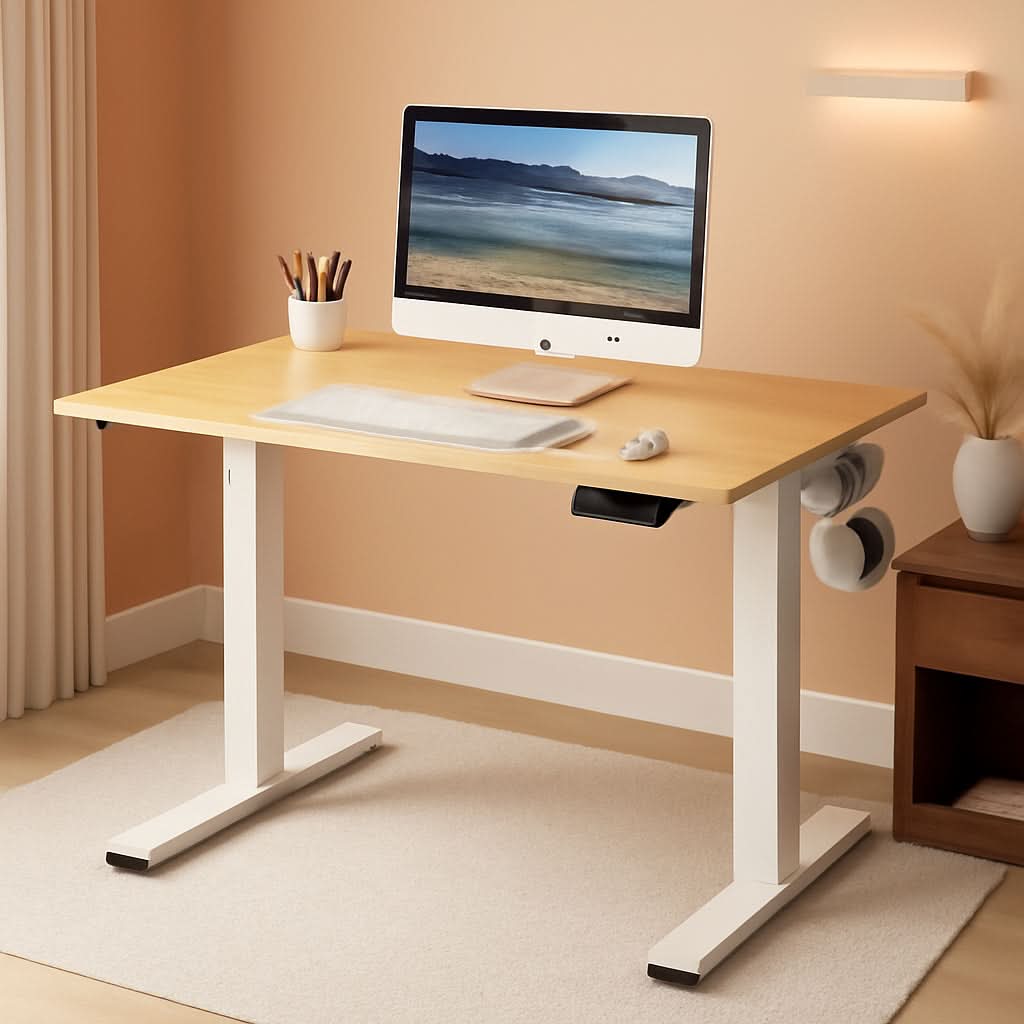 Oak Electric Height Adjustable Standing Desk 40x24 by ShipItFurniture