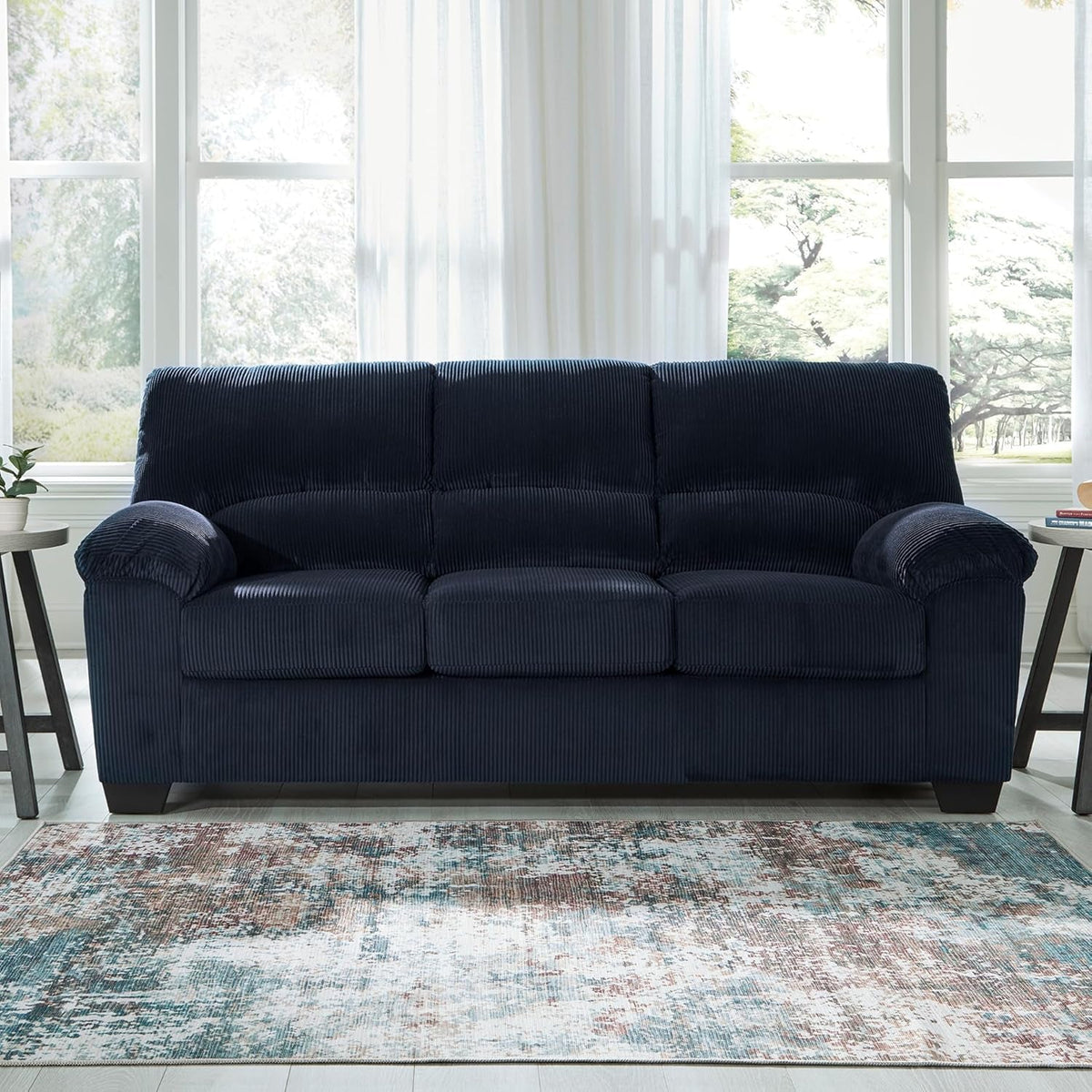Blue Corduroy Contemporary Sofa For Comfortable Living by ShipItFurniture