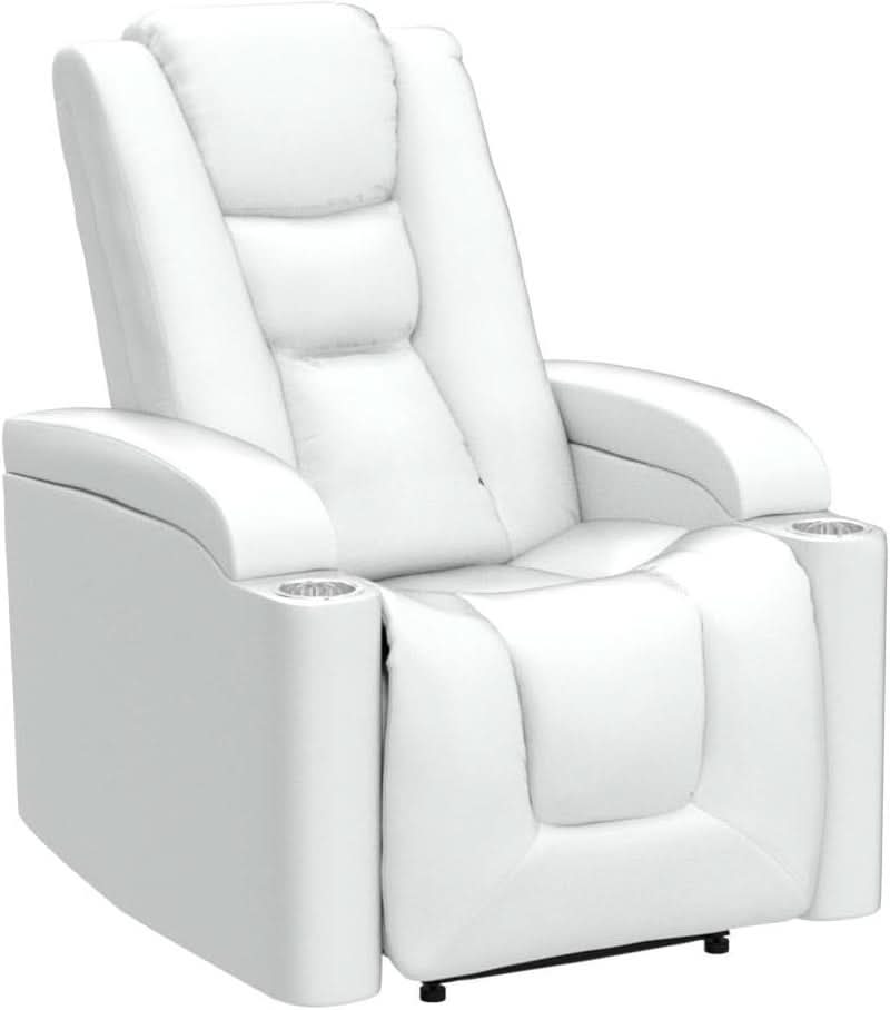 Cream White Power Recliner Chair With USB Ports And Hidden Storage by ShipItFurniture