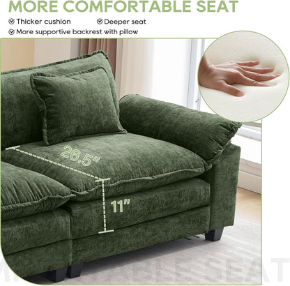 120 Inches Emerald Chenille Modular Sectional Sofa by ShipItFurniture