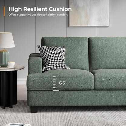 89Inch Sofa With ExtraDeep Seats Light Green Premium Fabric Upholstery by ShipItFurniture
