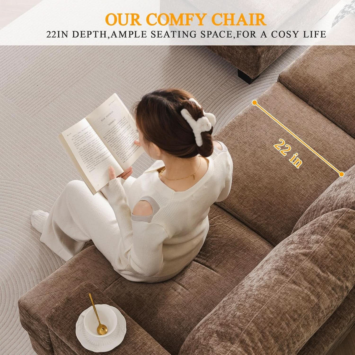85 Inch L Shaped Couch Armrest Organizer Movable Ottoman by ShipItFurniture