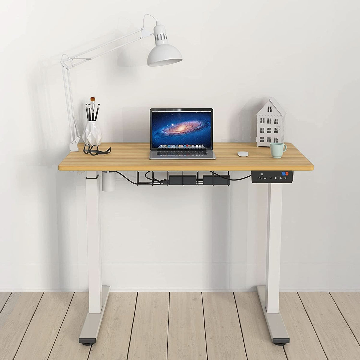 Oak Electric Height Adjustable Standing Desk 40x24 by ShipItFurniture