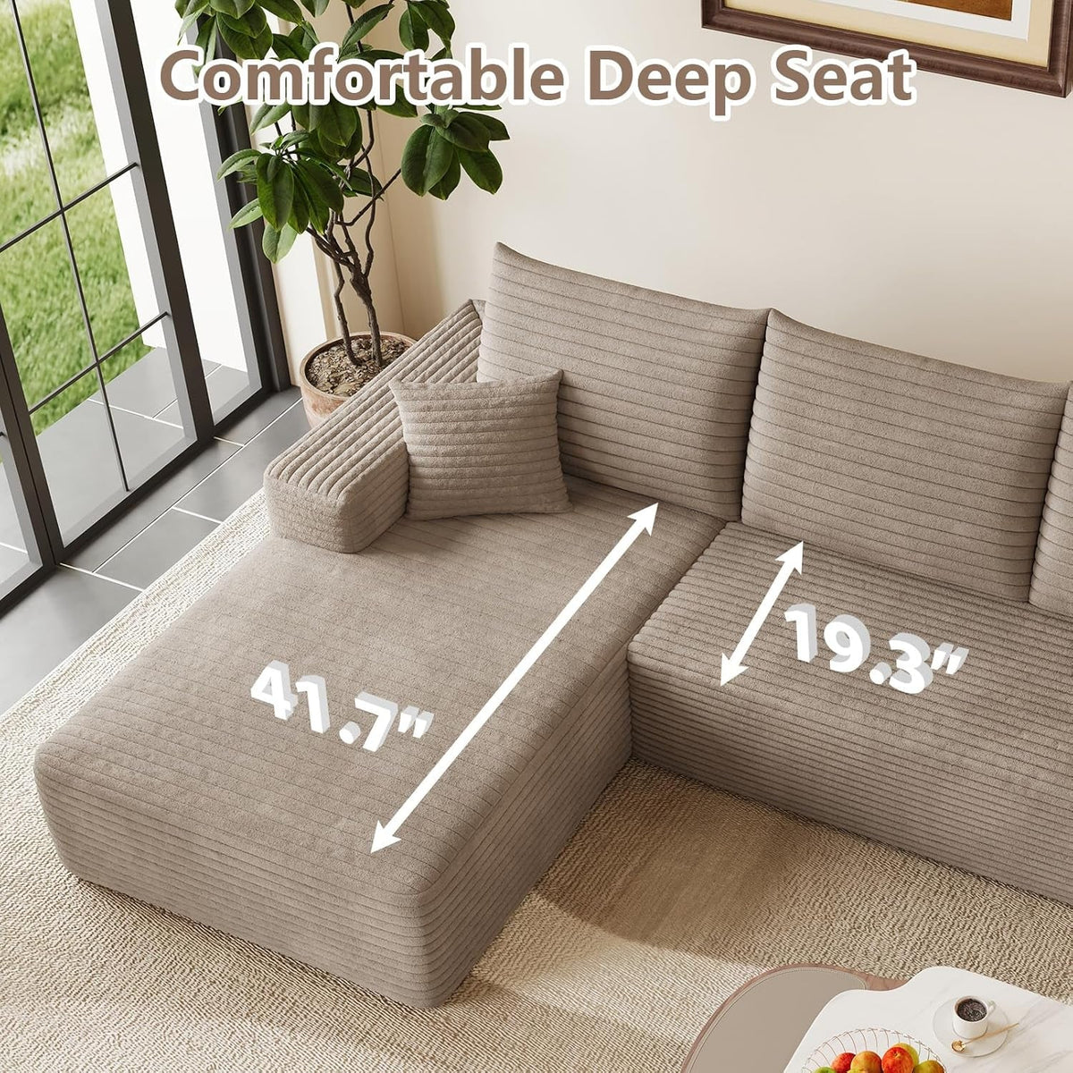 95-Inch Modular Sectional Sofa Sleeper Upholstered by ShipItFurniture