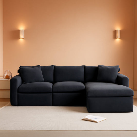 110 Inch Cloud Convertible Sectional Sofa Grey Fabric by ShipItFurniture