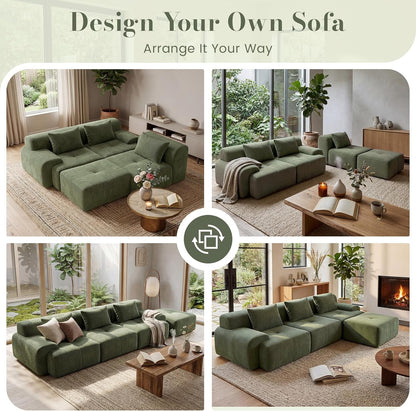 Green Corduroy 108 Inch Luxurious Sectional Sofa Set by ShipItFurniture