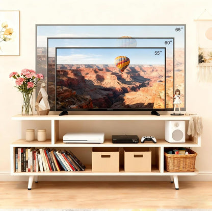 Walnut Finish 65 Inch TV Stand With Storage Cabinet Solutions by ShipItFurniture