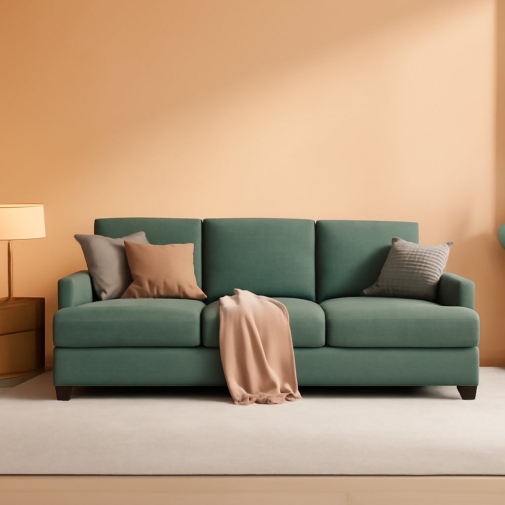 89Inch Sofa With ExtraDeep Seats Light Green Premium Fabric Upholstery by ShipItFurniture