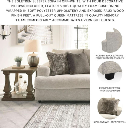 Soletren Premium Chenille Queen Sofa Sleeper White by ShipItFurniture