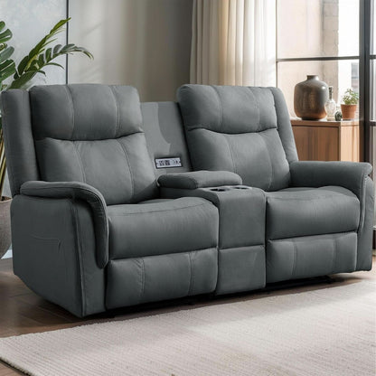Two Seater Recliner Sofa With USB Charging Port And Cup Holders by ShipItFurniture