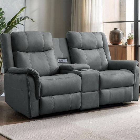 Two Seater Recliner Sofa With USB Charging Port And Cup Holders by ShipItFurniture