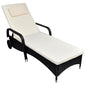 NNEVL Sun Lounger with Cushion & Wheels Poly Rattan Black by NNEVL