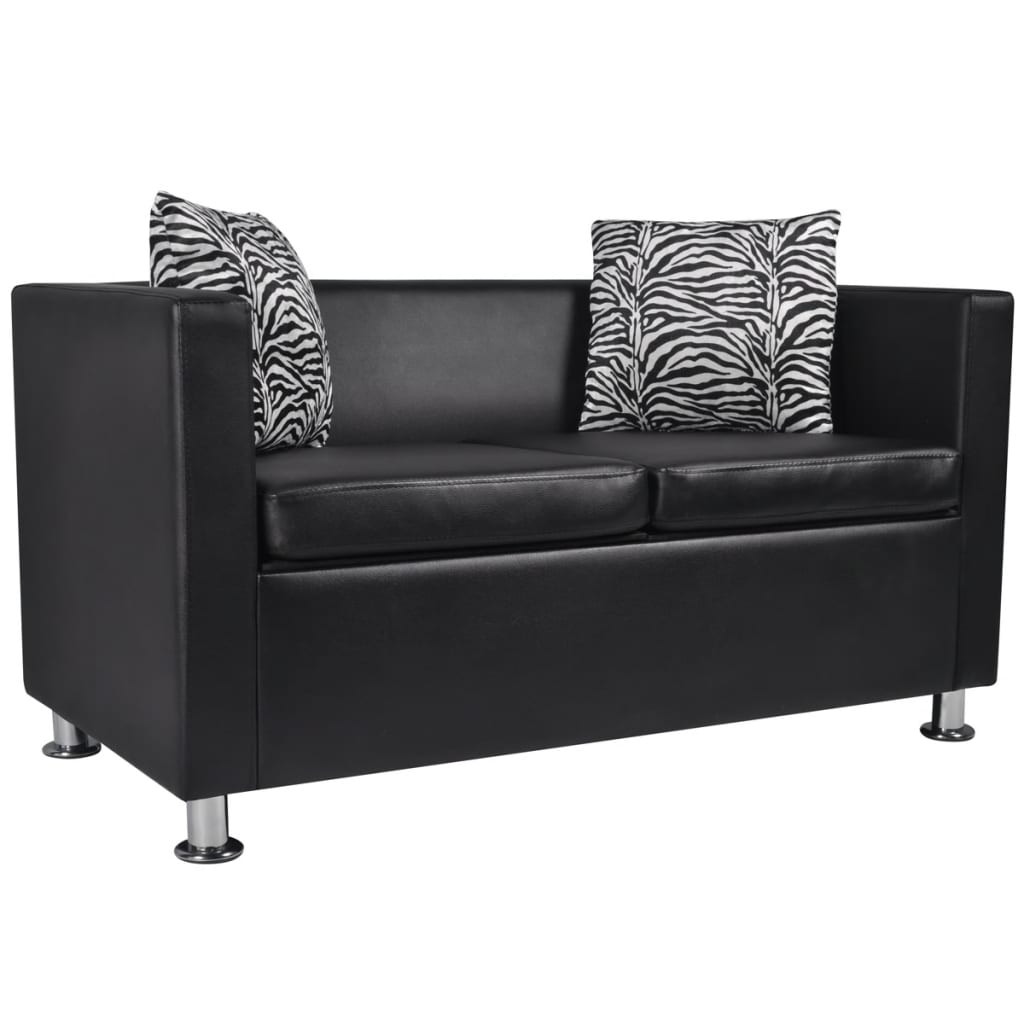 NNEVL Sofa 2-Seater Artificial Leather Black by NNEVL