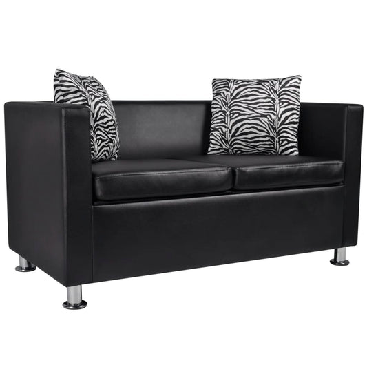NNEVL Sofa 2-Seater Artificial Leather Black by NNEVL