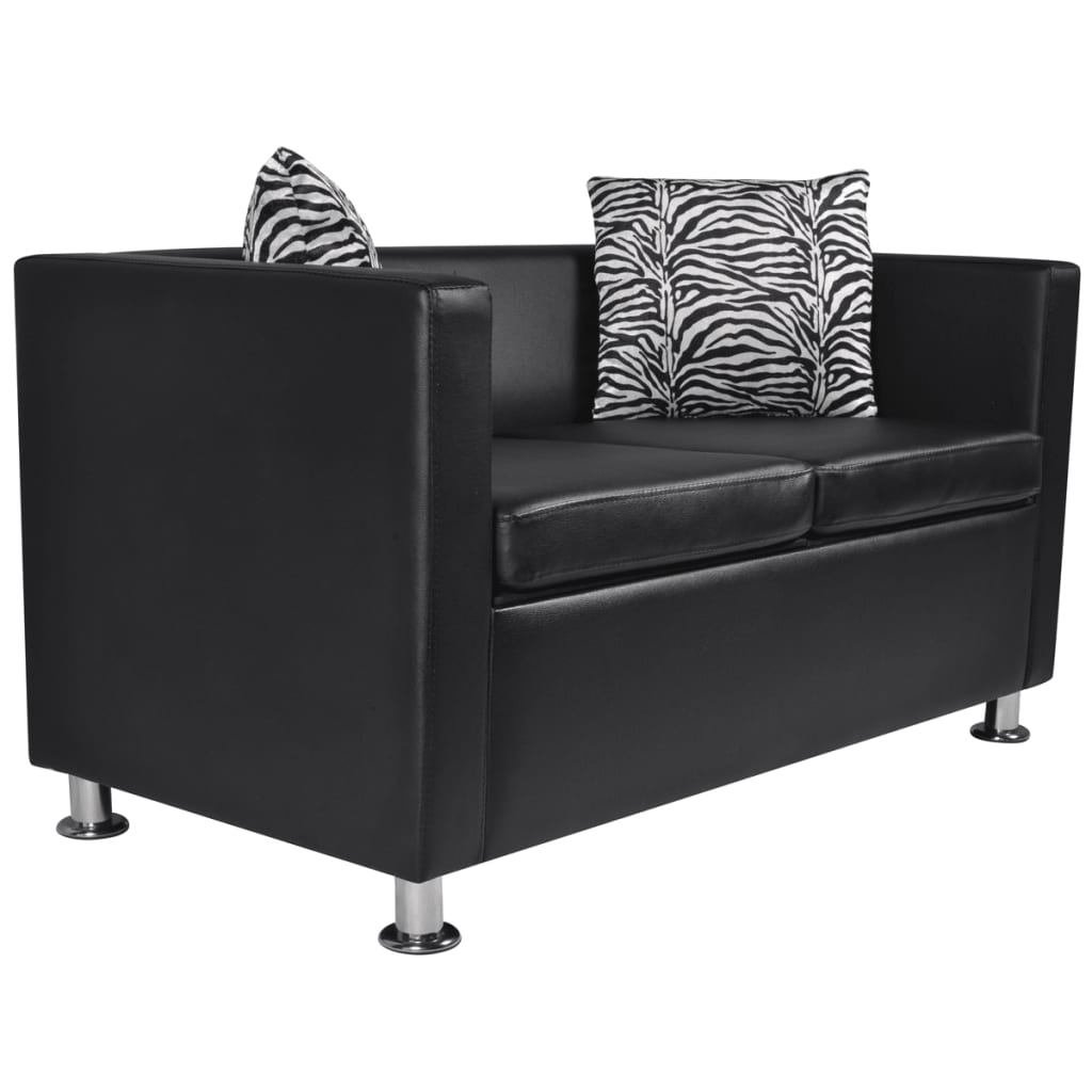 NNEVL Sofa 2-Seater Artificial Leather Black by NNEVL