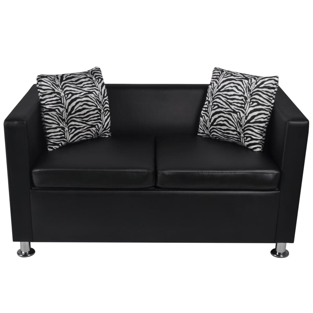 NNEVL Sofa 2-Seater Artificial Leather Black by NNEVL