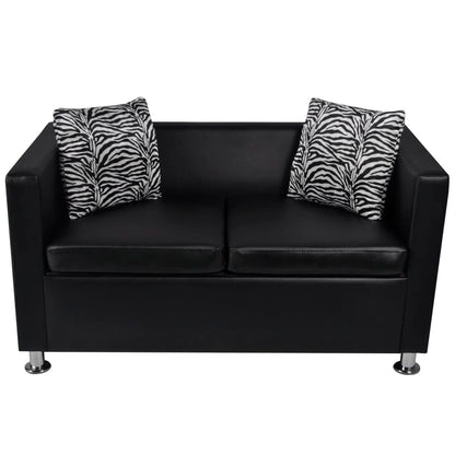 NNEVL Sofa 2-Seater Artificial Leather Black by NNEVL