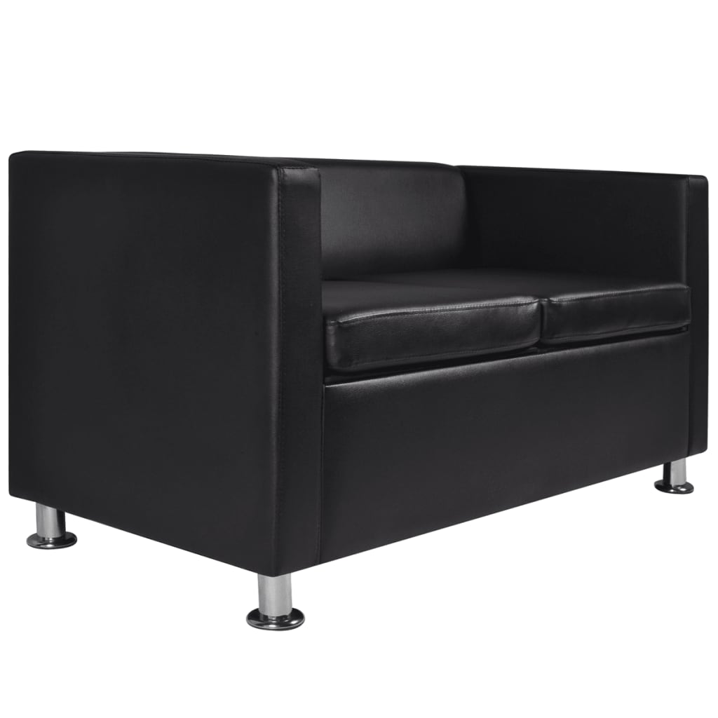 NNEVL Sofa 2-Seater Artificial Leather Black by NNEVL