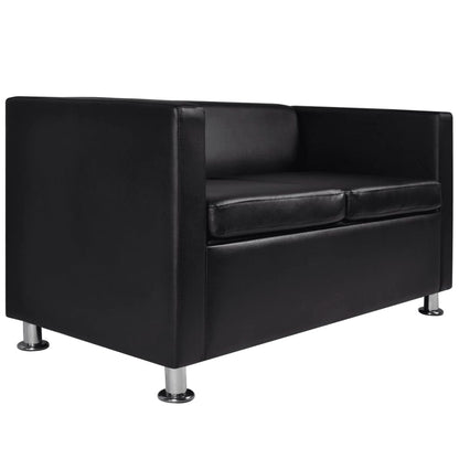 NNEVL Sofa 2-Seater Artificial Leather Black by NNEVL