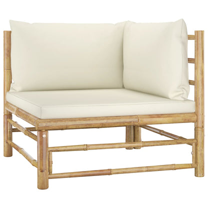 NNEVL 5 Piece Garden Lounge Set with Cream White Cushions Bamboo by NNEVL