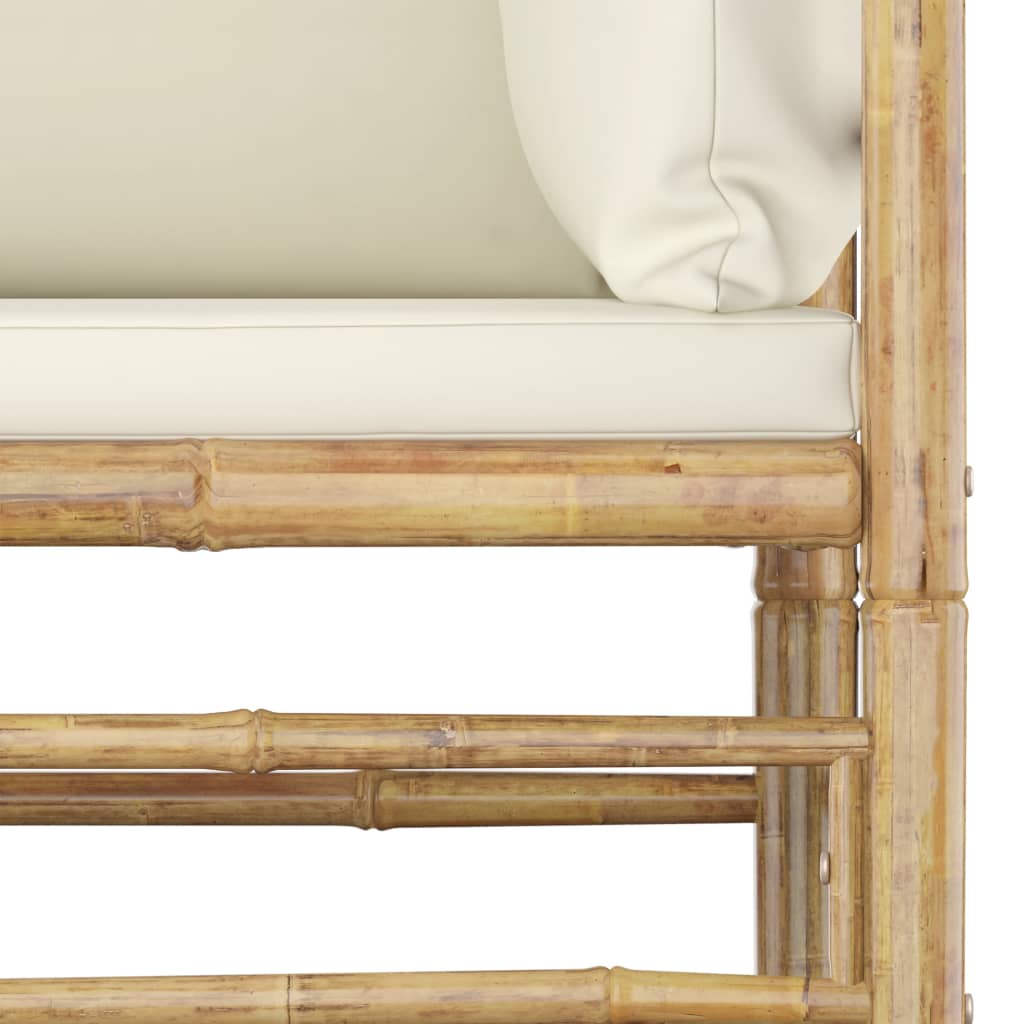 NNEVL 5 Piece Garden Lounge Set with Cream White Cushions Bamboo by NNEVL