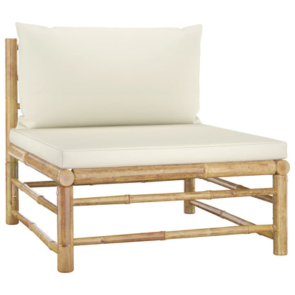 NNEVL 5 Piece Garden Lounge Set with Cream White Cushions Bamboo by NNEVL