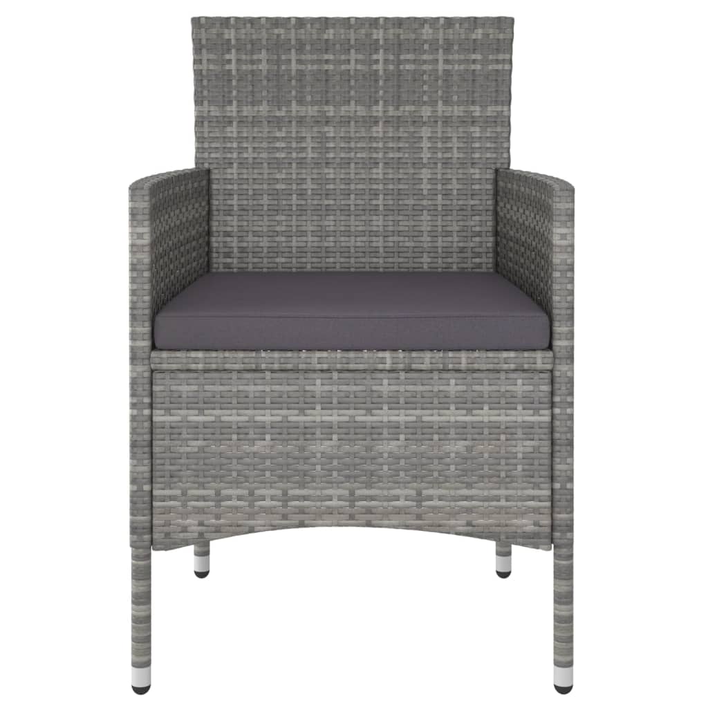 NNEVL 5 Piece Garden Dining Set Poly Rattan and Tempered Glass Grey by NNEVL