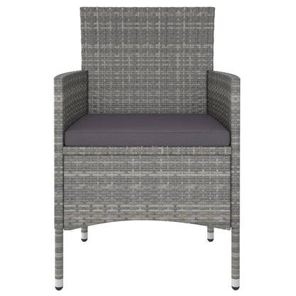 NNEVL 5 Piece Garden Dining Set Poly Rattan and Tempered Glass Grey by NNEVL