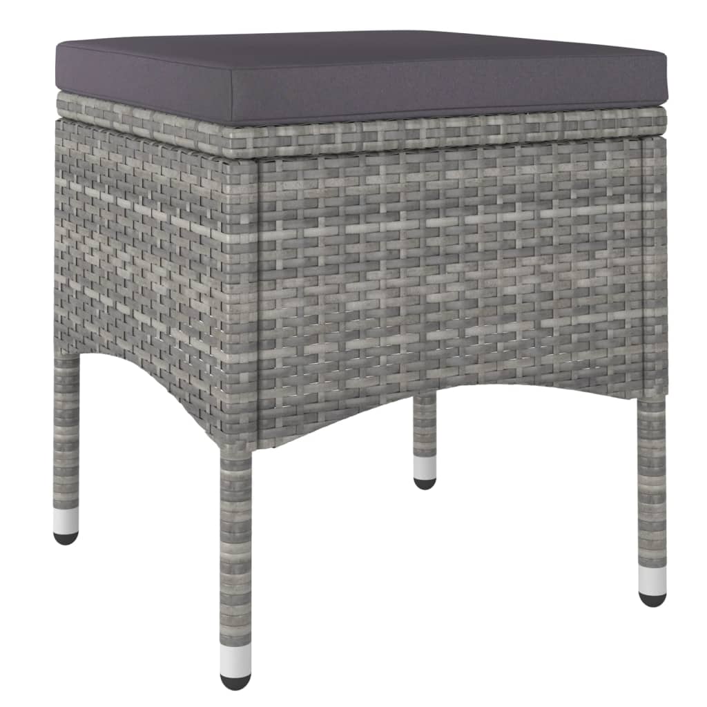 NNEVL 5 Piece Garden Dining Set Poly Rattan and Tempered Glass Grey by NNEVL