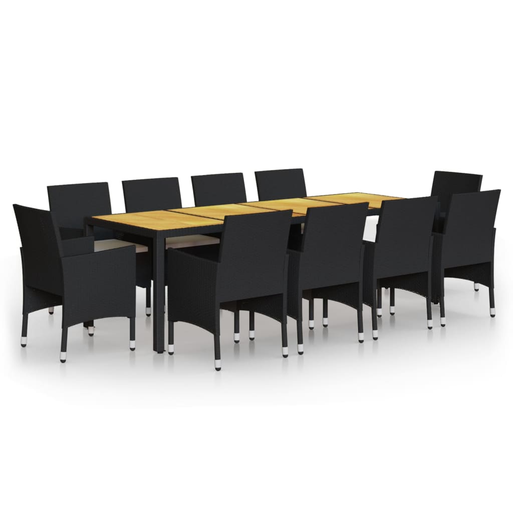 NNEVL 11 Piece Garden Dining Set Poly Rattan Black by NNEVL