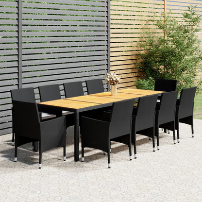 NNEVL 11 Piece Garden Dining Set Poly Rattan Black by NNEVL