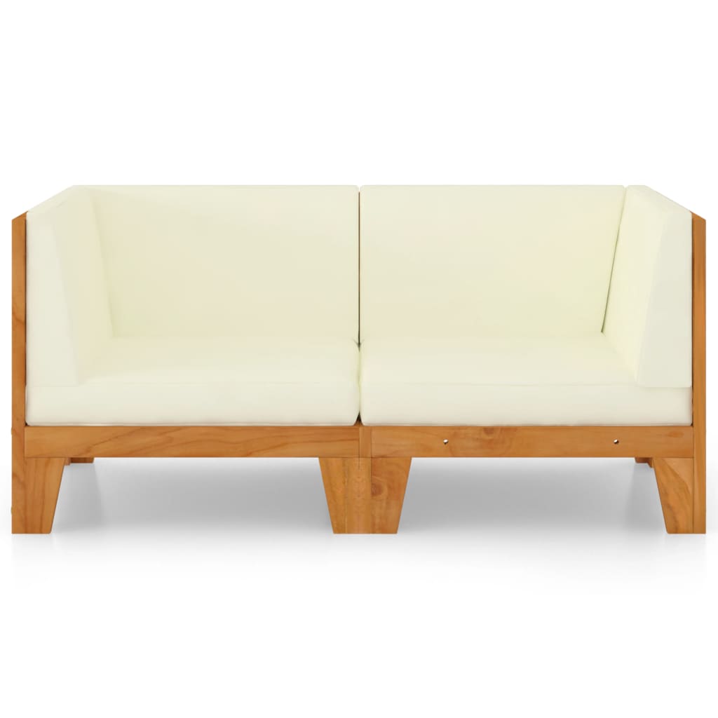 NNEVL 2-Seater Sofa with Cream White Cushions Solid Acacia Wood by NNEVL