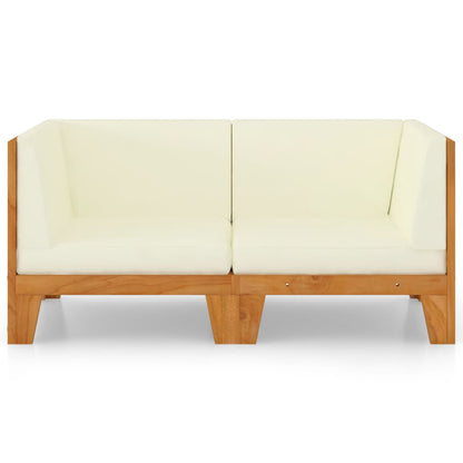 NNEVL 2-Seater Sofa with Cream White Cushions Solid Acacia Wood by NNEVL